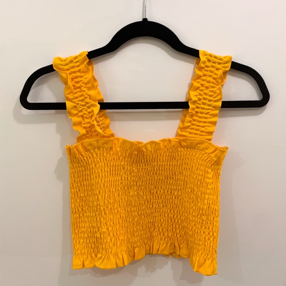 SHEIN Gold Smocked Crop Tank Top (never worn)